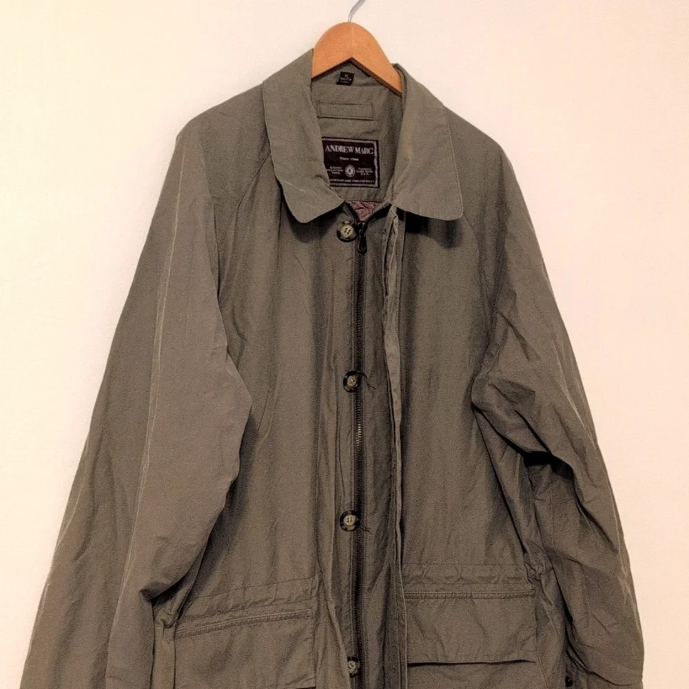 Andrew Marc Men's Olive Green Utility Trench Cotton Jacket Sz XL